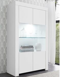 Ferndale Wooden Display Cabinet With 2 Doors In Matt White And LED