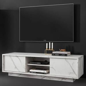 Corvi Wooden TV Stand With 2 Doors In White Marble Effect