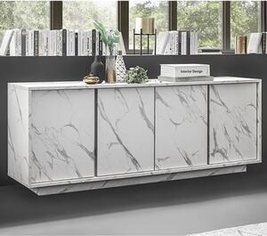Corvi Wooden Sideboard With 4 Doors In White Marble Effect