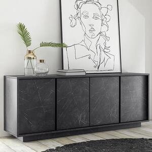Corvi Wooden Sideboard With 4 Doors In Black Marble Effect