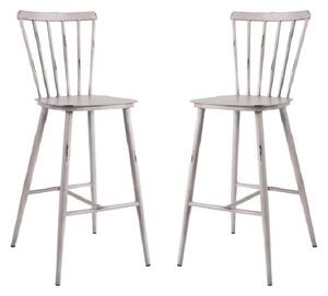 Piper Vintage White Outdoor Aluminium Bar Chairs In Pair