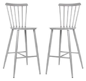 Piper Vintage Grey Outdoor Aluminium Bar Chairs In Pair