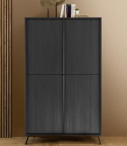 Cappy Wooden Highboard With 4 Doors In Black