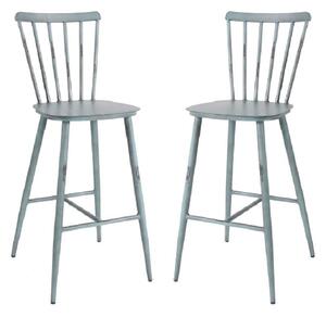 Piper Vintage Blue Outdoor Aluminium Bar Chairs In Pair