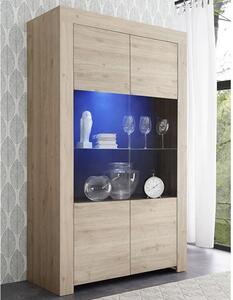 Ferndale Wooden Display Cabinet With 2 Doors In Cadiz Oak And LED