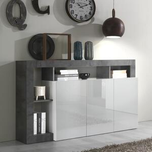 Hanmer White High Gloss Sideboard With 3 Doors In Oxide