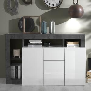 Hanmer White Gloss Sideboard With 2 Doors 3 Drawers In Oxide