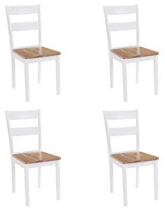 Dining Chairs 4 pcs White Solid Rubber Wood