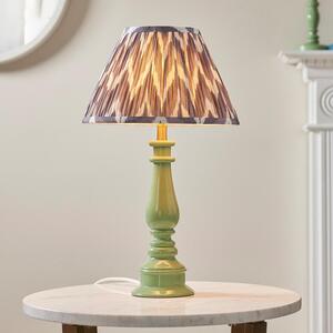 Zapopan Pearl Grey 30cm Shade Resin Table Lamp In Cotswold Green