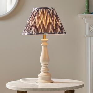 Zapopan Pearl Grey 30cm Shade Resin Table Lamp In Almond White