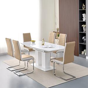 Genisimo Small Gloss Extending Dining Table 6 Symphony Taupe Chairs