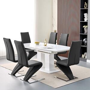 Genisimo Large Gloss Extending Dining Table 6 Demi Z Black Chairs