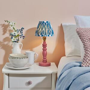 Laredo Marlin Blue 16cm Shade Wood Table Lamp In Pink Clay