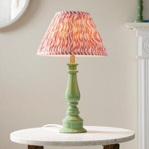 Riyadh Coral Pink 30cm Shade Resin Table Lamp In Cotswold Green