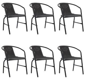 Garden Chairs 6 pcs Plastic Rattan and Steel 110 kg