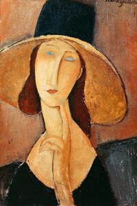 Fine Art Print Portrait of Jeanne Hebuterne in a large hat, Amedeo Modigliani