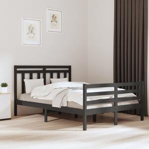 Bed Frame Grey Solid Wood 140x190 cm