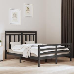 Bed Frame Grey Solid Wood 160x200 cm