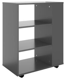 Rolling Cabinet High Gloss Grey 60x35x75 cm Engineered Wood