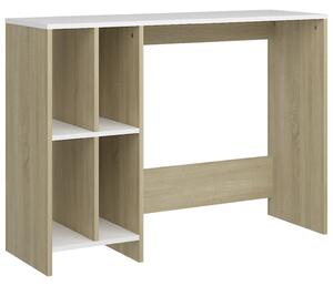 Notebook Desk White and Sonoma Oak 102.5x35x75 cm Engineered Wood
