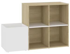 Hall Shoe Cabinet White and Sonoma Oak 105x35.5x70 cm Engineered Wood