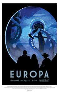 Art Print Europa (Retro Planet & Moon Poster) - Space Series (NASA), (26.7 x 40 cm)
