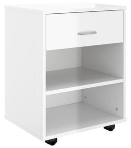 Rolling Cabinet High Gloss White 46x36x59 cm Engineered Wood