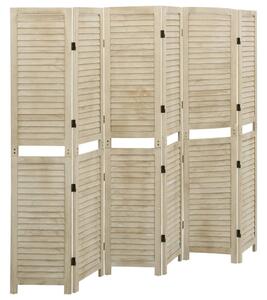 6-Panel Room Divider 210x165 cm Solid Wood Paulownia