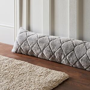 Catherine Lansfield Cosy Diamond Faux Fur Draught Excluder Silver