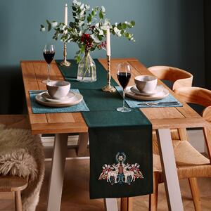Catherine Lansfield Dining Majestic Stag 33x220cm Runner Green