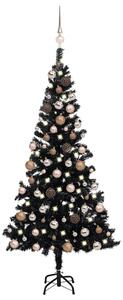 Artificial Pre-lit Christmas Tree with Ball Set Black 150 cm PVC