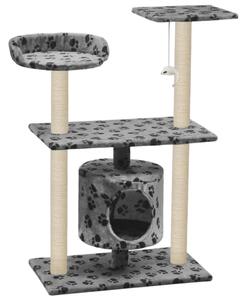 Cat Tree with Sisal Scratching Posts 95 cm Grey Paw Prints