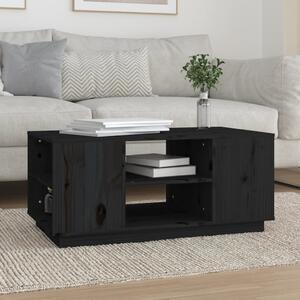 Coffee Table Black 90x49x40.5 cm Solid Wood Pine