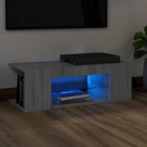 TV Cabinet with LED Lights Grey Sonoma 90x39x30 cm