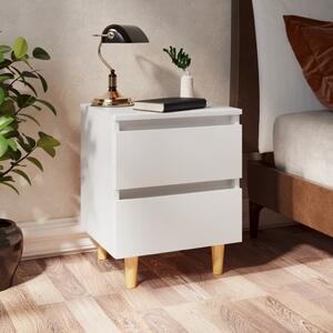 Bed Cabinet with Solid Pinewood Legs White 40x35x50 cm