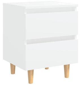Bed Cabinet with Solid Pinewood Legs White 40x35x50 cm