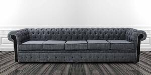 Chesterfield 5 Seater Sofa Settee Carlton Charcoal And Black Fabric In Classic Style