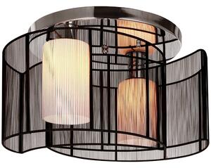 HOMCOM Metal Ceiling Light Chandelier, Φ40x25H cm, Chrome/Fabric-Black