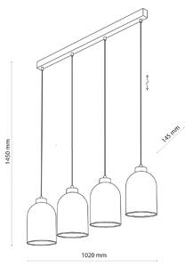 Euluna Satipo glass pendant light, 4-bulb, amber