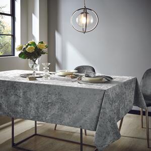 Catherine Lansfield Crushed Velvet Table Cloth Silver