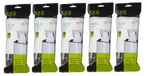 Eko Size G Bin Bags 50-90l, 5 X Rolls of 10 White