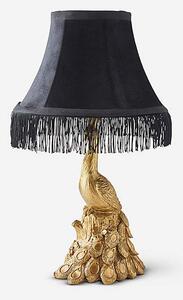 Peacock Resin Lamp with Fringe Shade