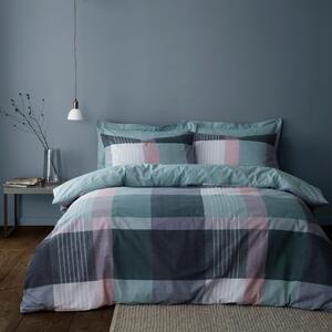 Acton Check Teal Duvet Cover and Pillowcase Set Teal (Blue)