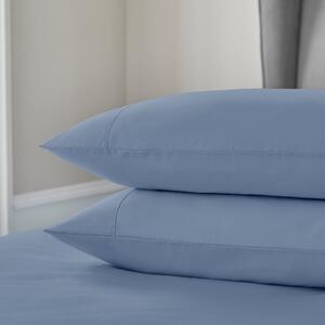 Dorma 300 Thread Count 100% Cotton Sateen Plain Cuffed Pillowcase Blue