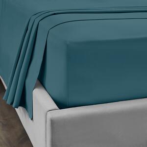 Dorma 300 Thread Count 100% Cotton Sateen Plain Fitted Sheet Dragonfly Teal