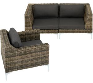 404655 modular rattan garden furniture villanova - set 1 - 2-seater (left corner + right corner + armchair)