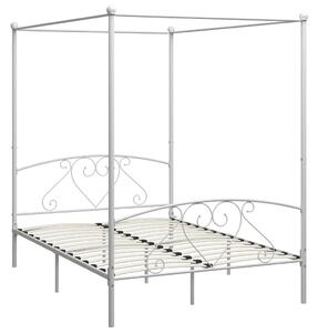 Canopy Bed Frame White Metal 140x200 cm