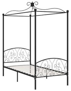 Canopy Bed Frame Black Metal 100x200 cm