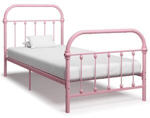 Bed Frame Pink Metal 100x200 cm