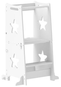 AIYAPLAY 2 in 1 Toddler Step Stool with Safety Rail for Kitchen, Bathroom, White